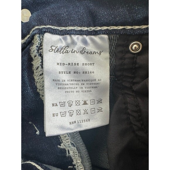 Stella In Dreams Juniors Embellished Dark Wash Factory Faded Denim Shorts 5/27 - Picture 5 of 5